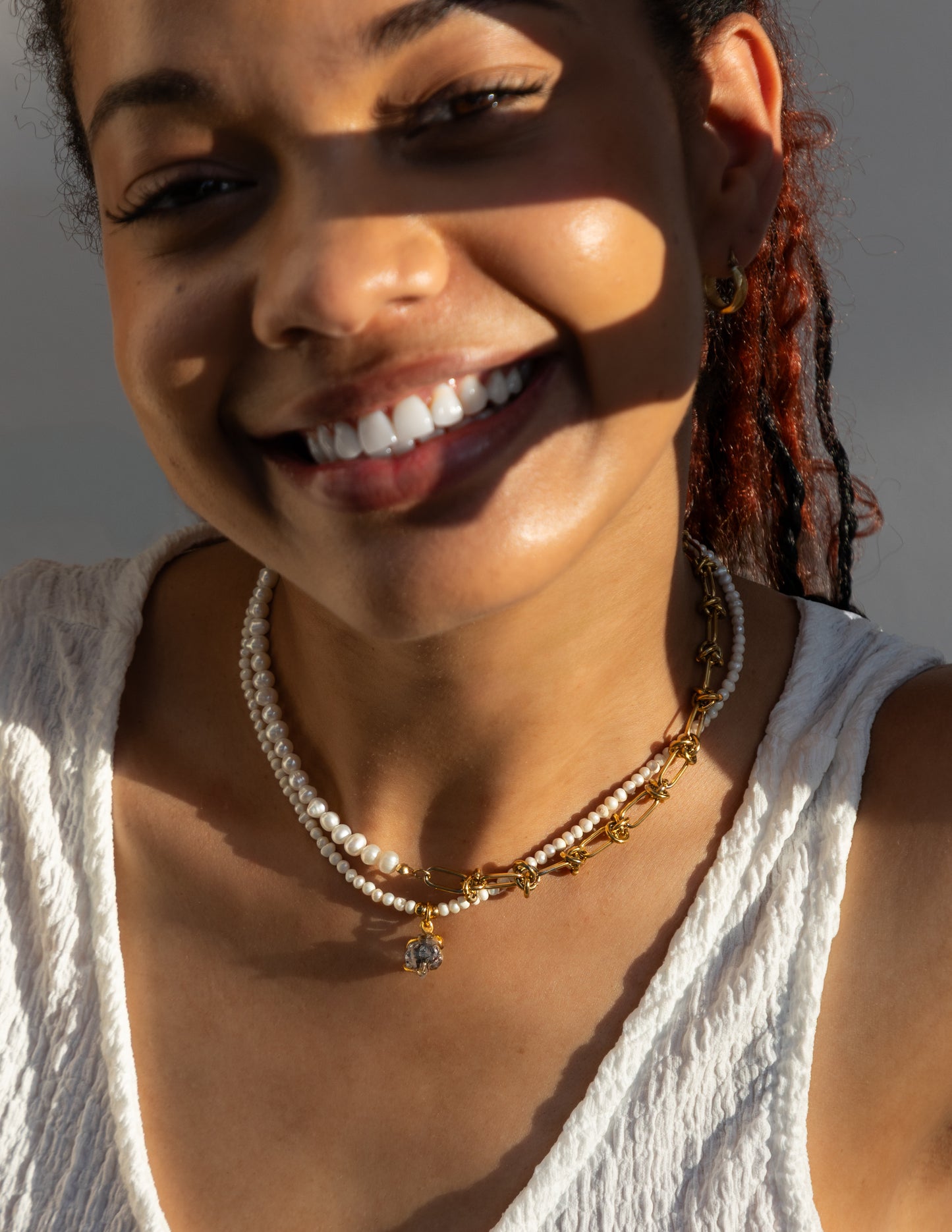 Collar pearl chunky gold