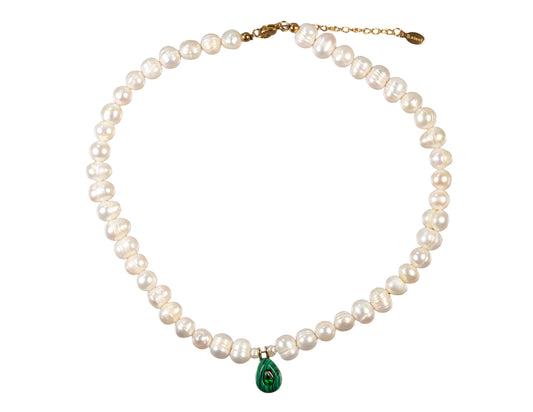 Collar pearl malaquita