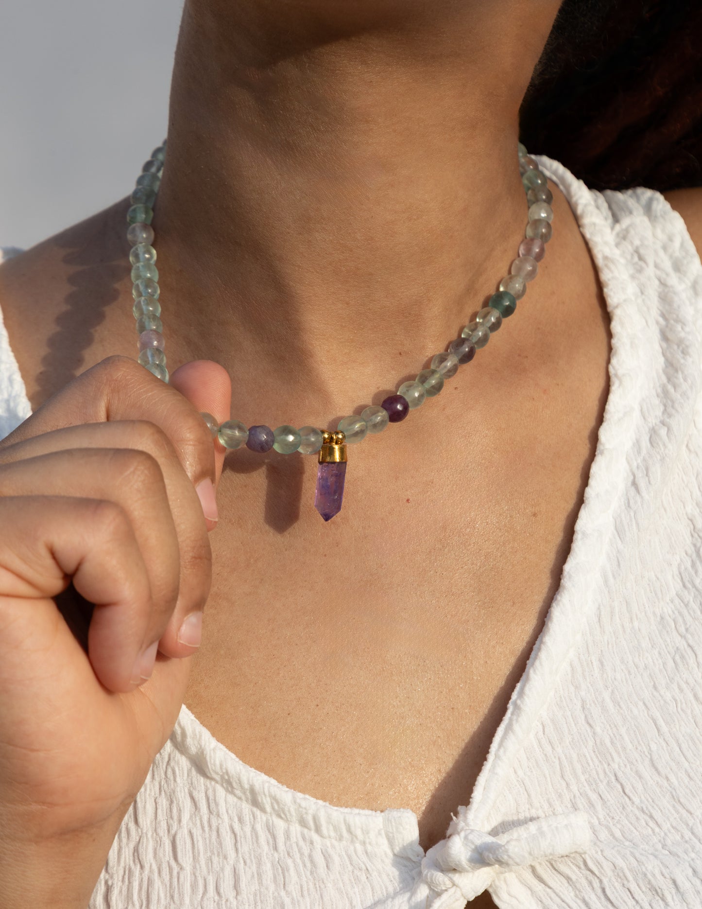 Collar chunky fluorita arcoiris