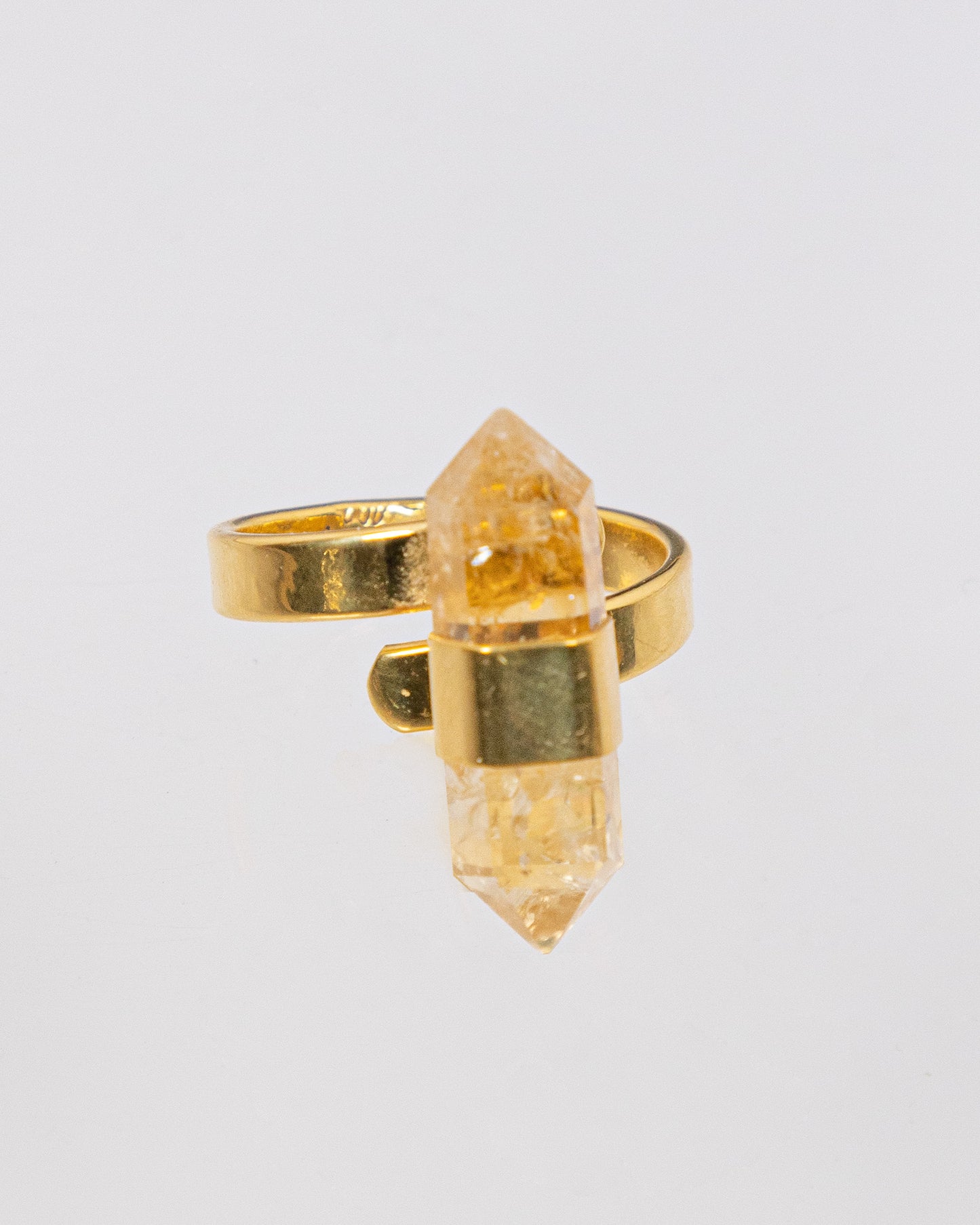 Anillo de cuarzo citrino doble punta